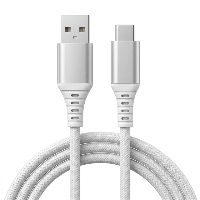 WS-009B — USB-A to Type-C, aluminum-shelled braided wire (white)
