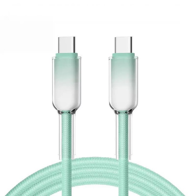 WS-014 — Type-C to Type-C, gradual ice-crystal silicone/woven thread